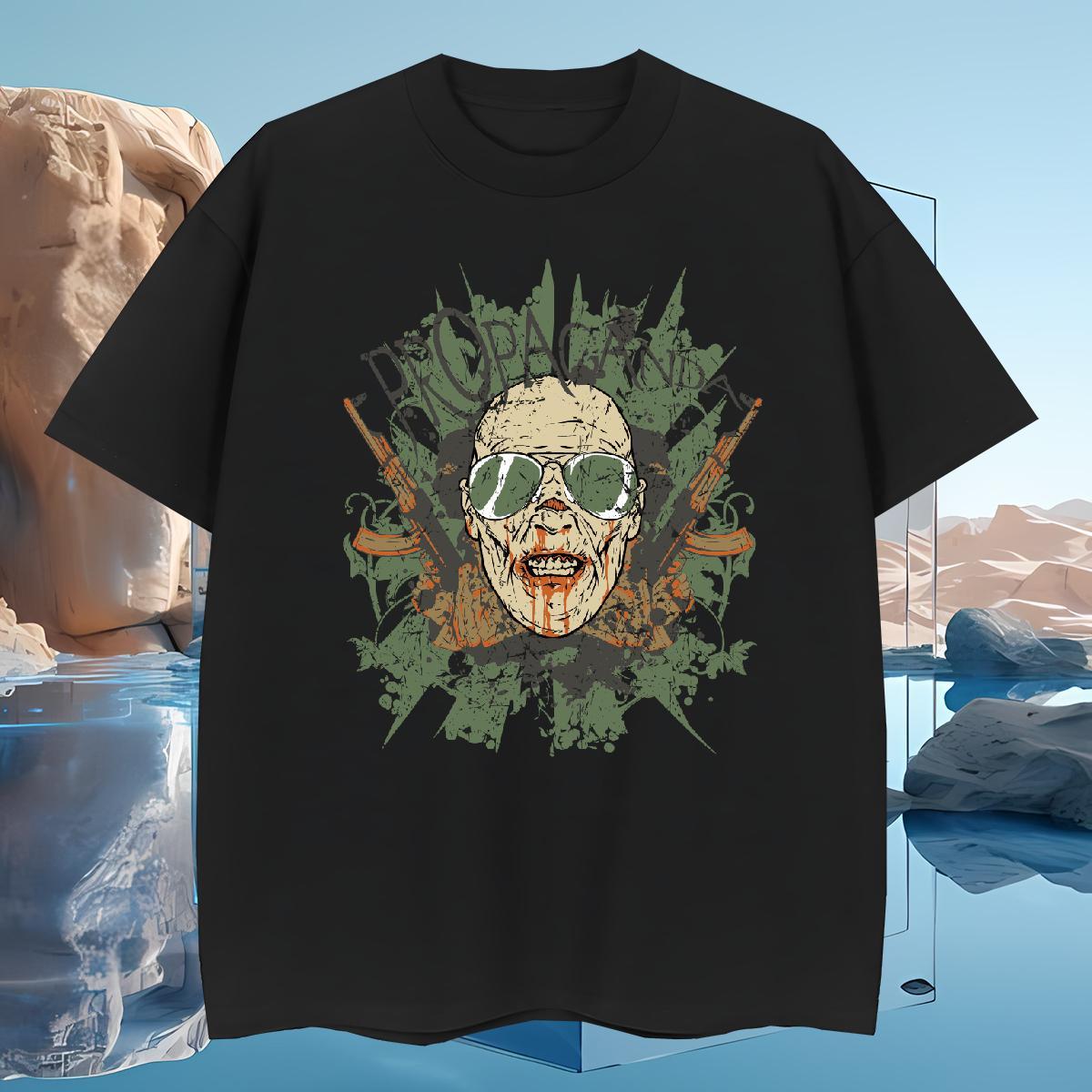 Men T Shirts 100% Cotton 230g long-barrelled gun Beach Breathable Cartoon Print Men Tops Tees 2024 DIY Comfortable Clothes