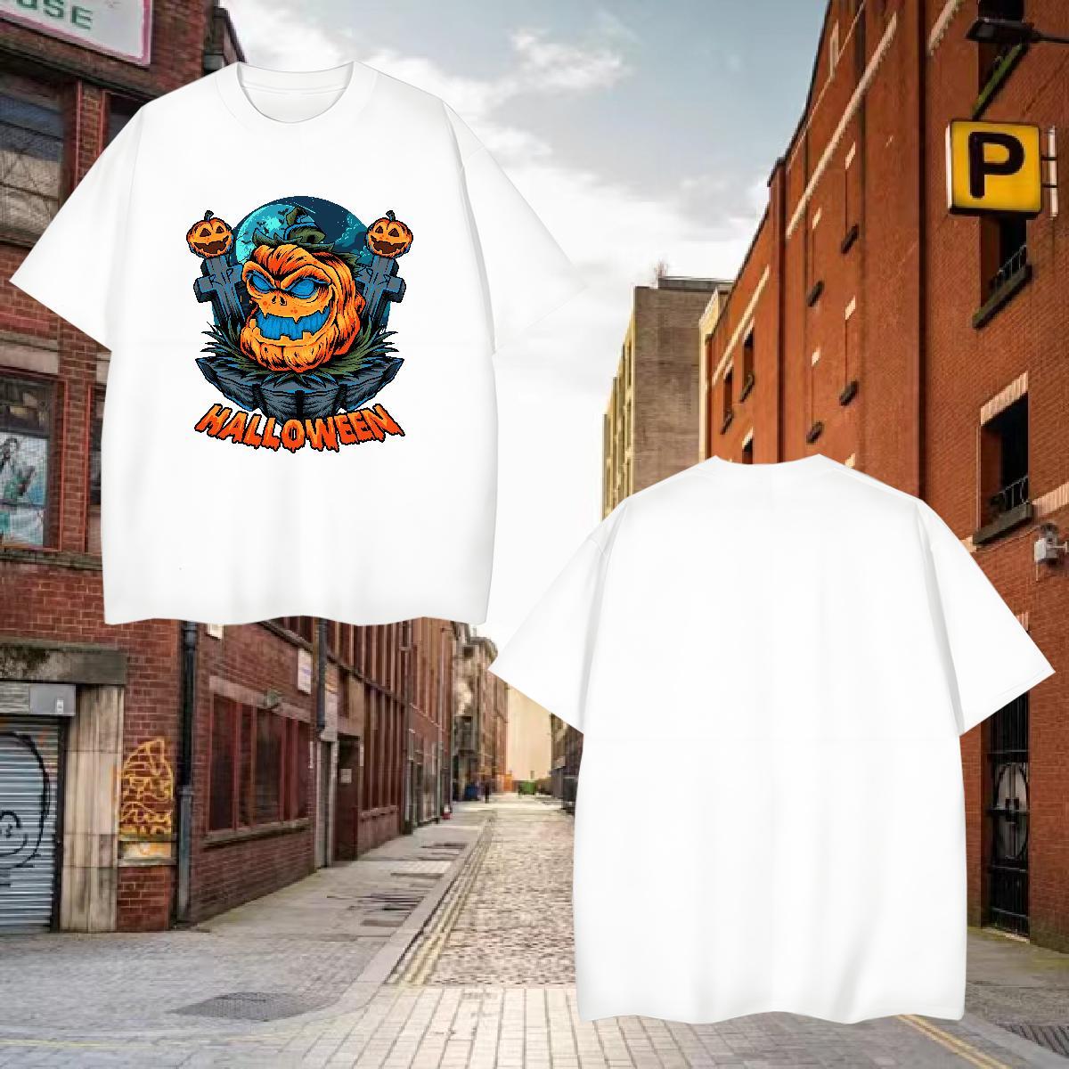 Popular T-Shirts for Men halloween Short Sleeve O-Neck Hip Hop Street Anime 230g Cotton Men Tees Casual New Top Tees
