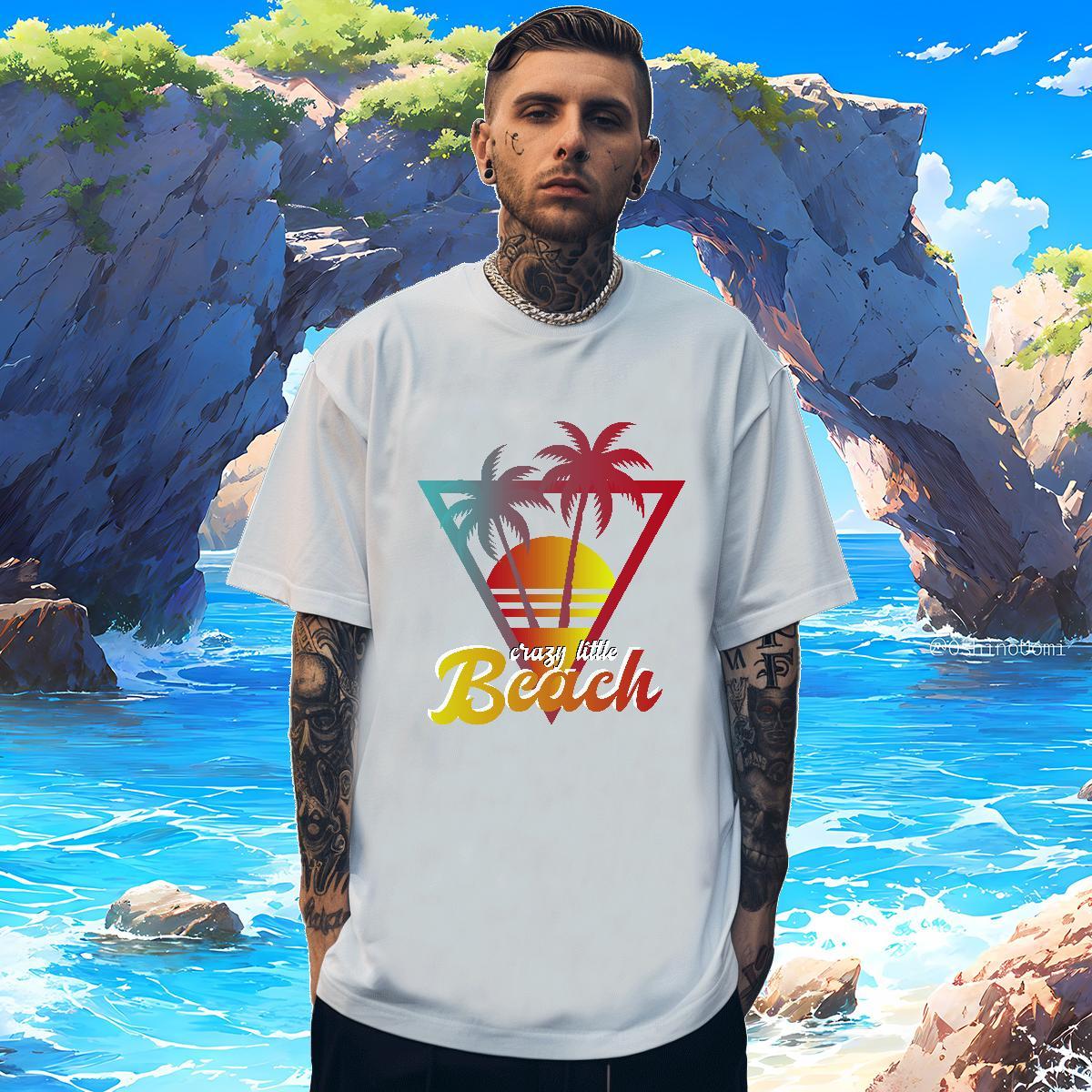 Soft beach 230g 100% Cotton Tshirts Summer Casual Breathable Crew Neck T-Shirts Custom DIY Anime Tees