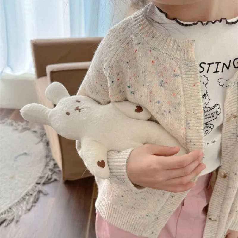 2024 spring girls colorful dot knitted Cardigan children soft loose sweater CoatXJ240819