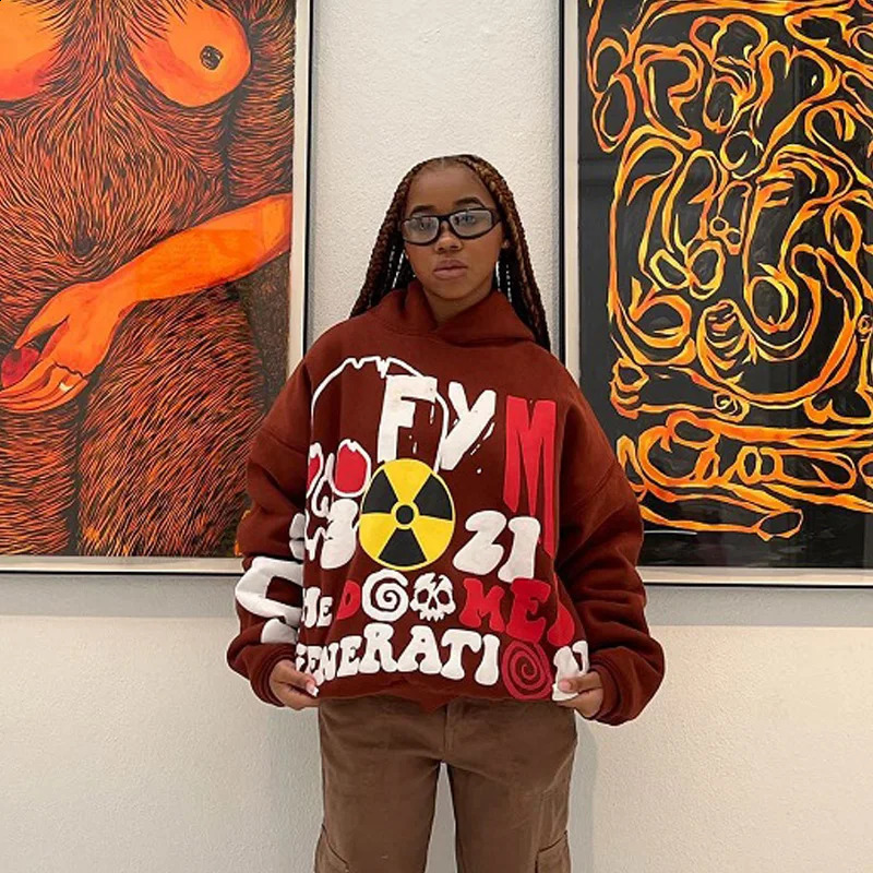 Y2K Hoodie Color Letter Printed Womens Harajuku Hip Hop Loose Sweatshirt Rock Gothic Street Clothing 240814