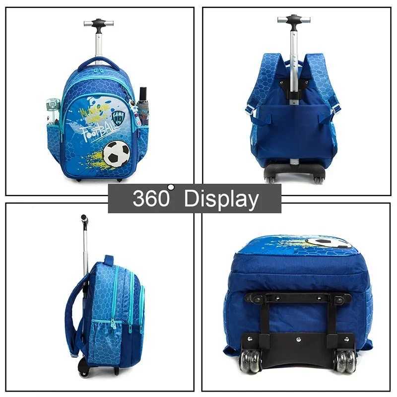 Children School Rolling Backpack Bag Wheeled Backpack for Boys School Trolley Bag Wheels Kids Travel Luggage Trolley Bag Set Y240820