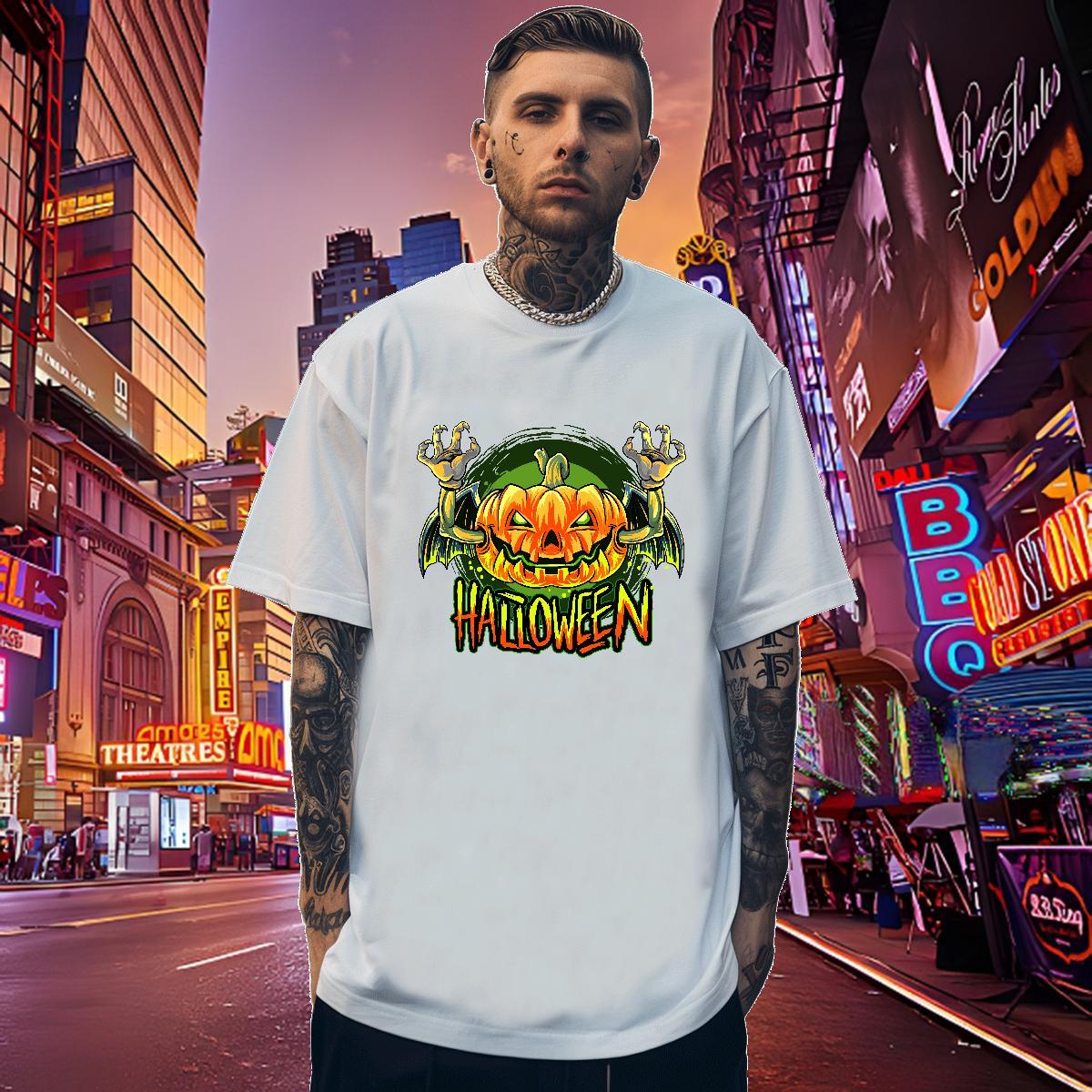 Popular Mens T Shirts pumpkin Breathable Crew Neck Home Outdoor Custom Anime 100% Cotton 230g Tshirts Factory Direct Clothes