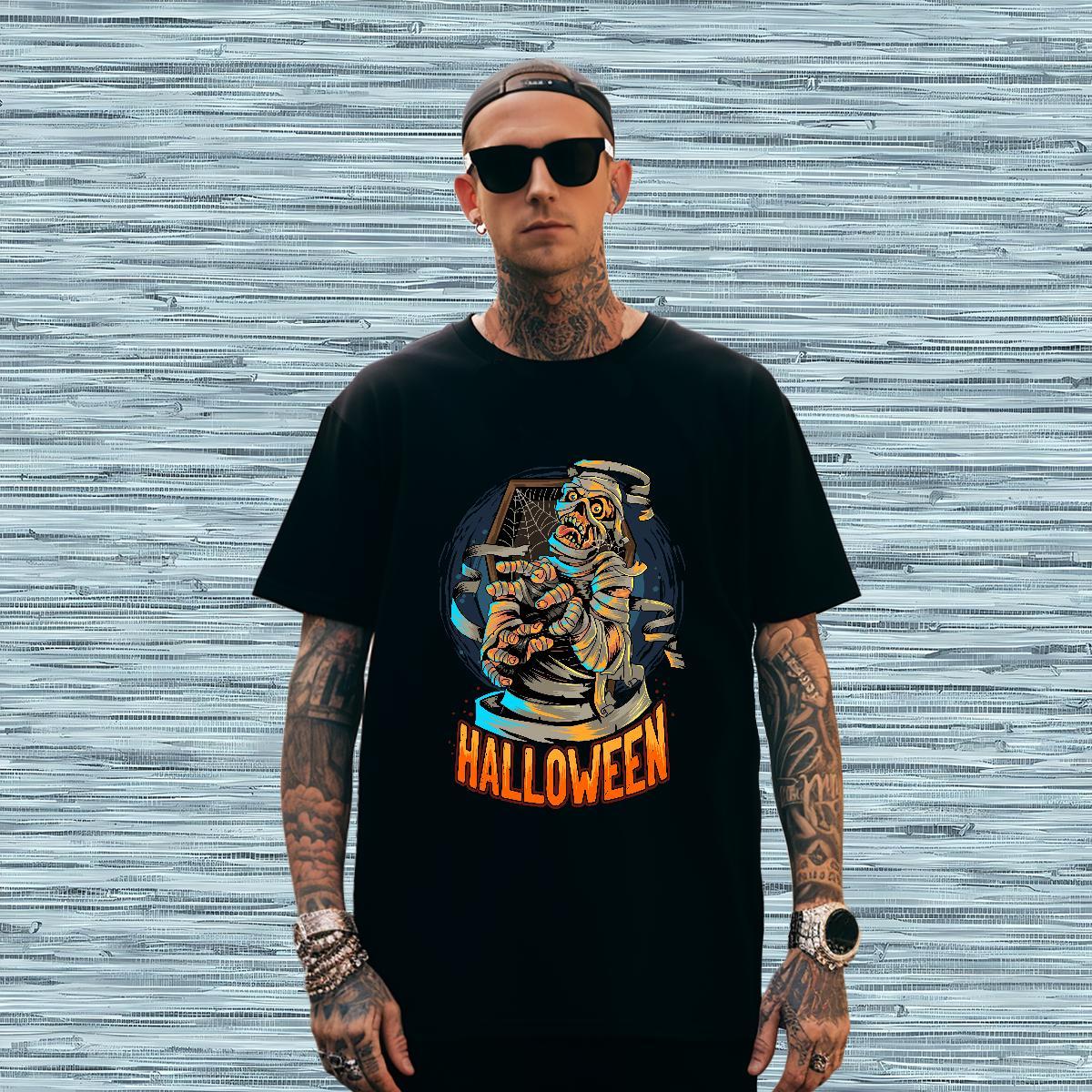 Wholesale T shirt halloween Breathable Soft Beach Custom Print Oversized 100% Cotton 230g Men Tees New Arrival Polos