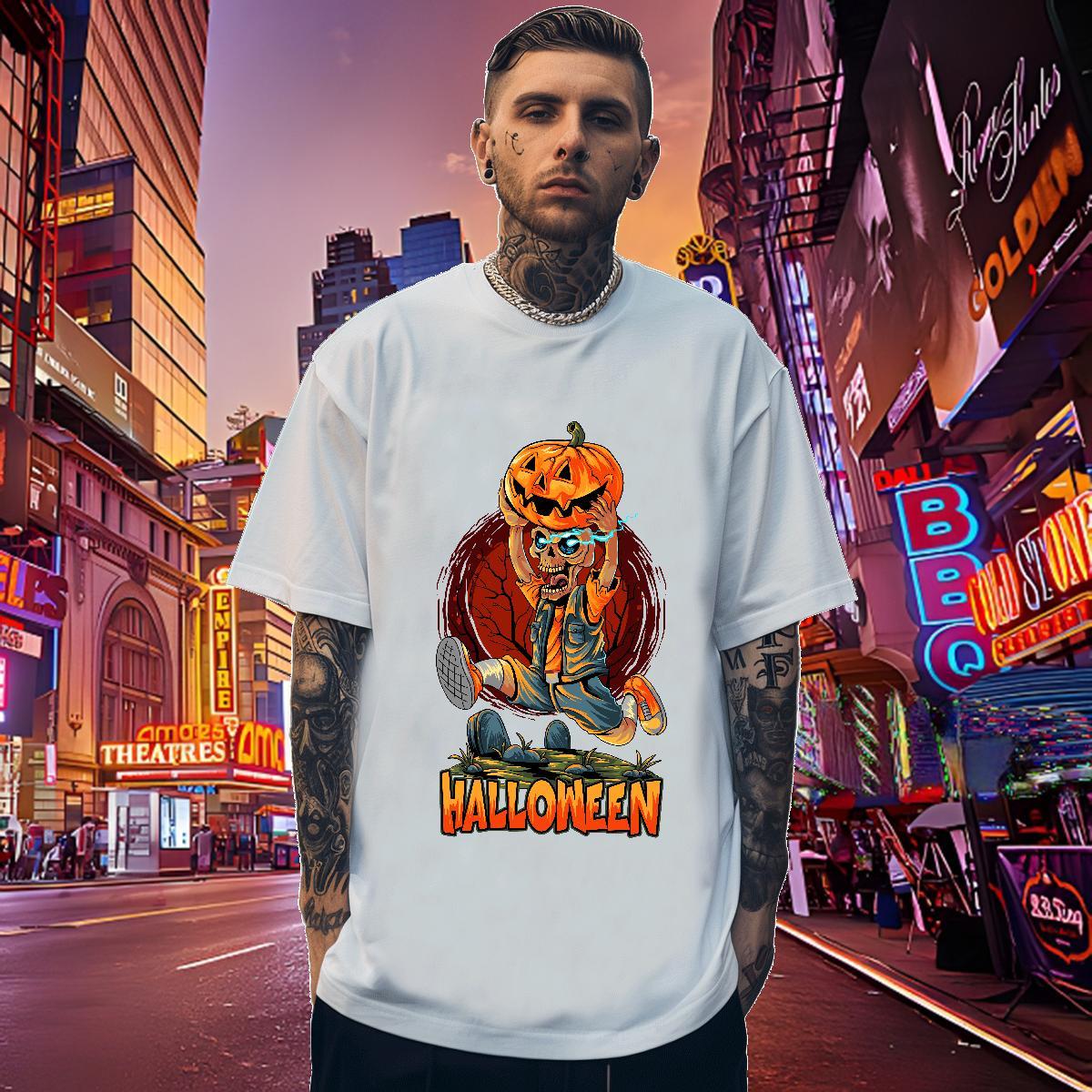 TOP Quality Man T Shirts halloween Breathable Short Sleeve Anime Printing Street Oversized 3XL 4XL 230g Cotton Tshirt for Man Woman 2024 New Tshirts