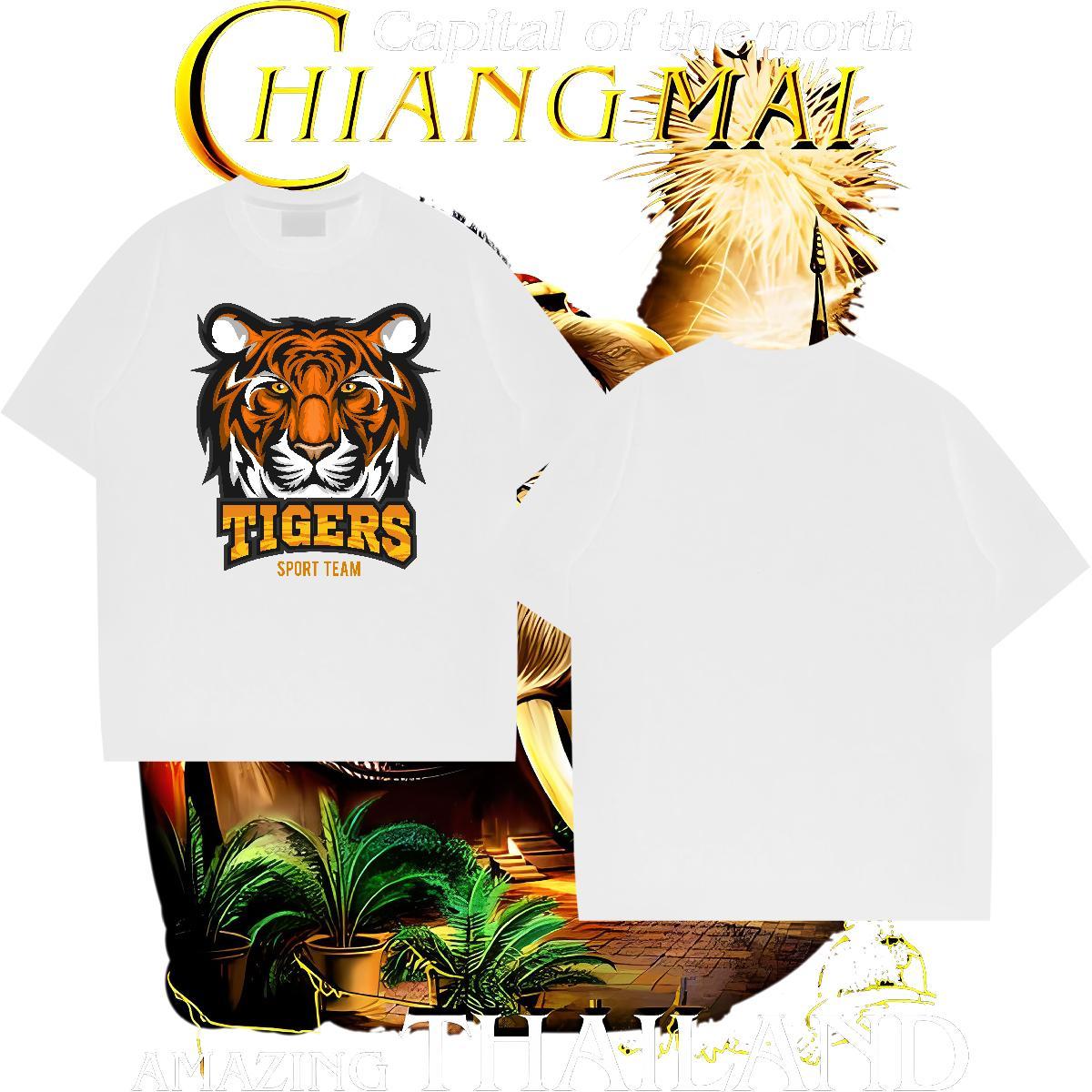 Popular Mens T Shirts tiger Crew Neck Breathable Home Outdoor Custom Anime 230g 100% Cotton Men Tops Tees Fashion Design Clothings