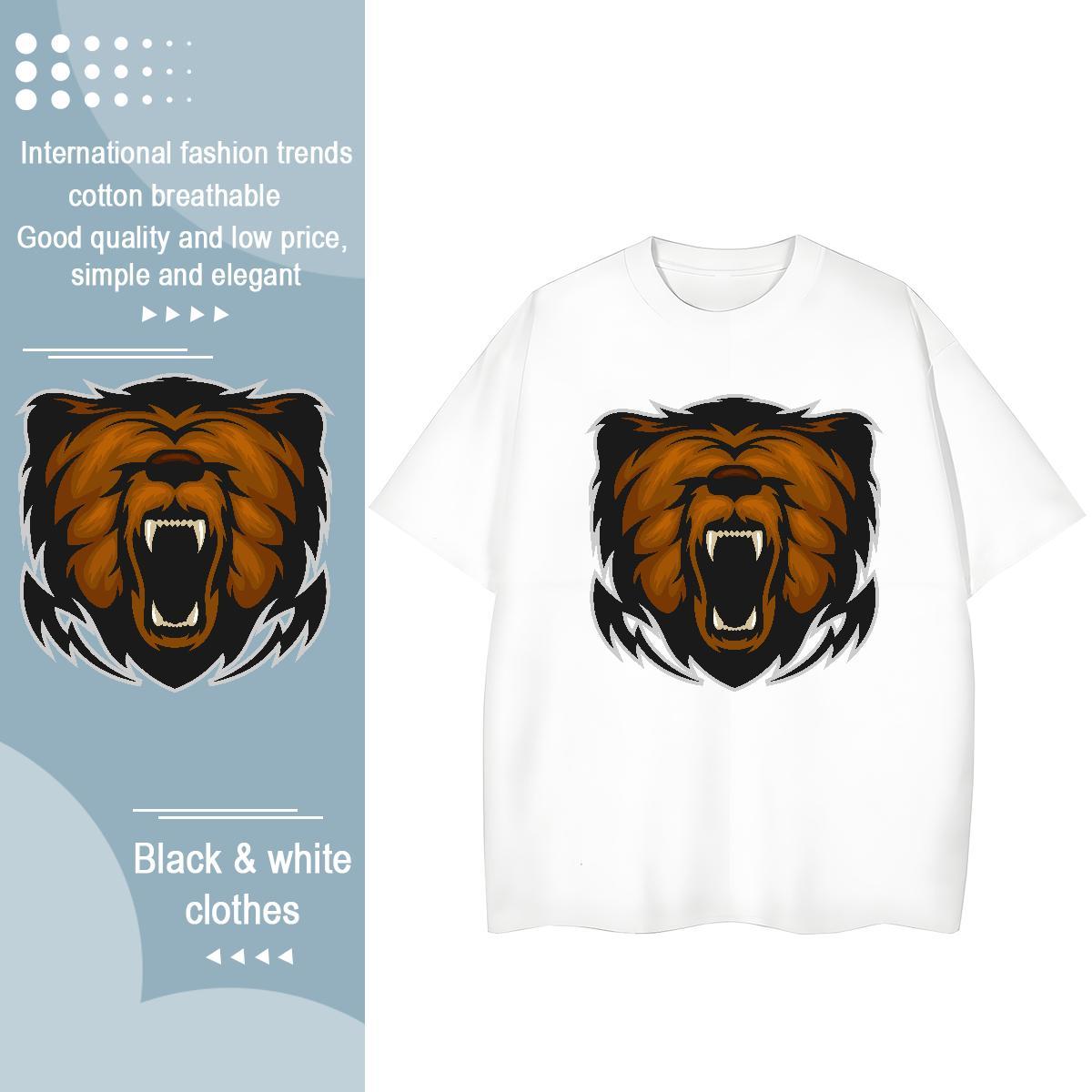 High Quality T shirt lion O Neck Short Sleeves Daily Wear Custom Anime 230g Cotton Men Tees Casual New Tops Tees