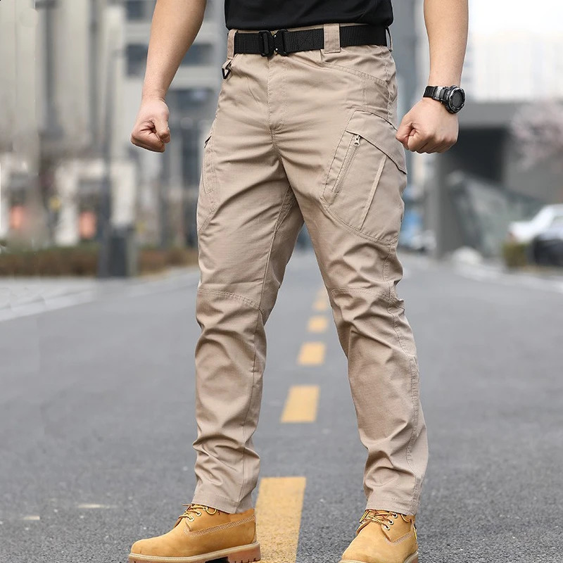 Mens military tactical pants large side pockets abrasion resistant scratch mens outdoor transparent hiking 240808