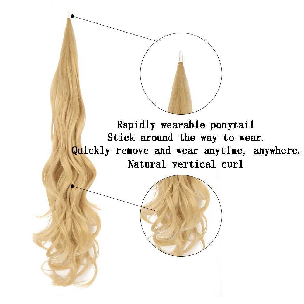 Synthetic ponytail extension wrapped flexibly around ponytail hair layered fake tail wig natural curly hair for women W240817