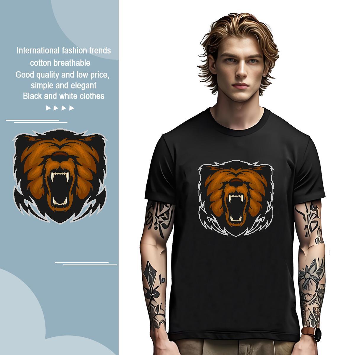 Designer T Shirts Men lion Breathable Crew Neck Street wear Hip Hop Asian Size 230g Cotton Tshirt for Man Woman Fashion Tops