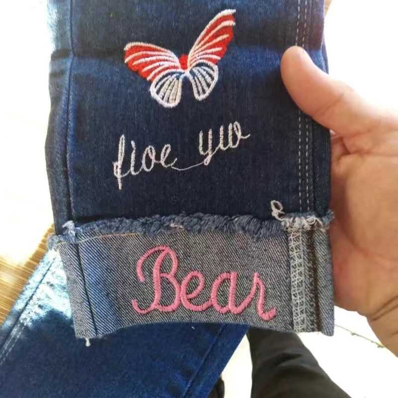 3-12 Spring and Autumn Casual Childrens Embroidery Design Childrens Jeans Girls Jeans Pants Youth ClothingW240819