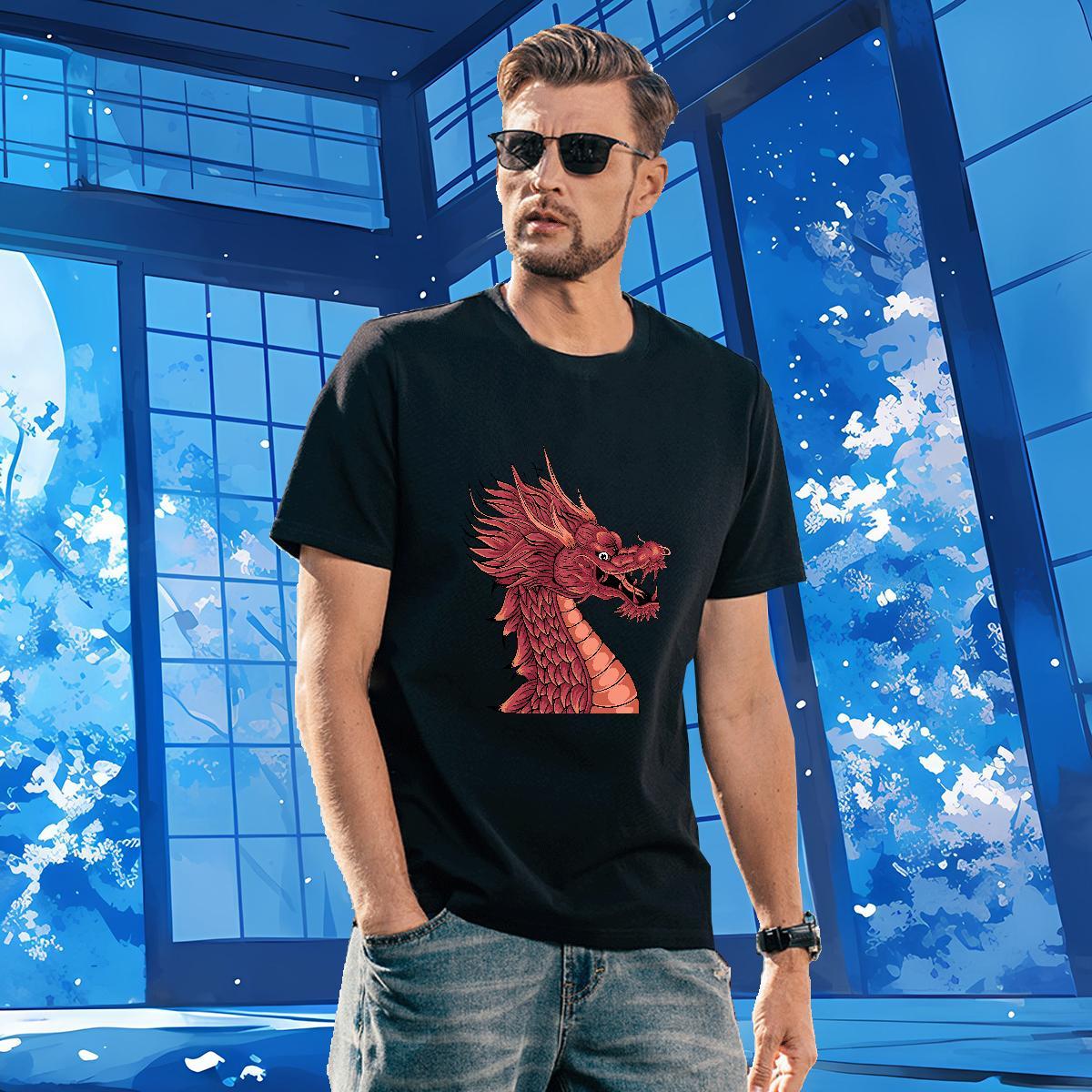 Brand dragon head T shirt Street Tshirts 230g Pure Cotton DIY Customized Breathable Soft White Plus Size Wear