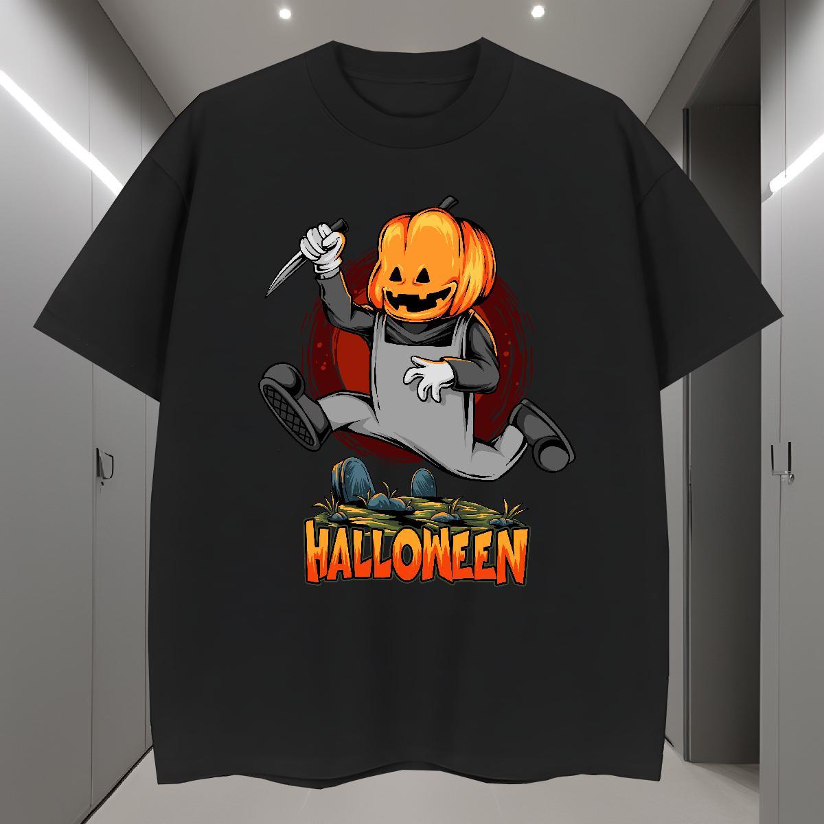 Men T Shirts 100% Cotton 230g halloween Hip Hop Breathable Soft Cartoon Printing L-4XL Couples T Shirts Fashion Designer Popular Tee Shirt