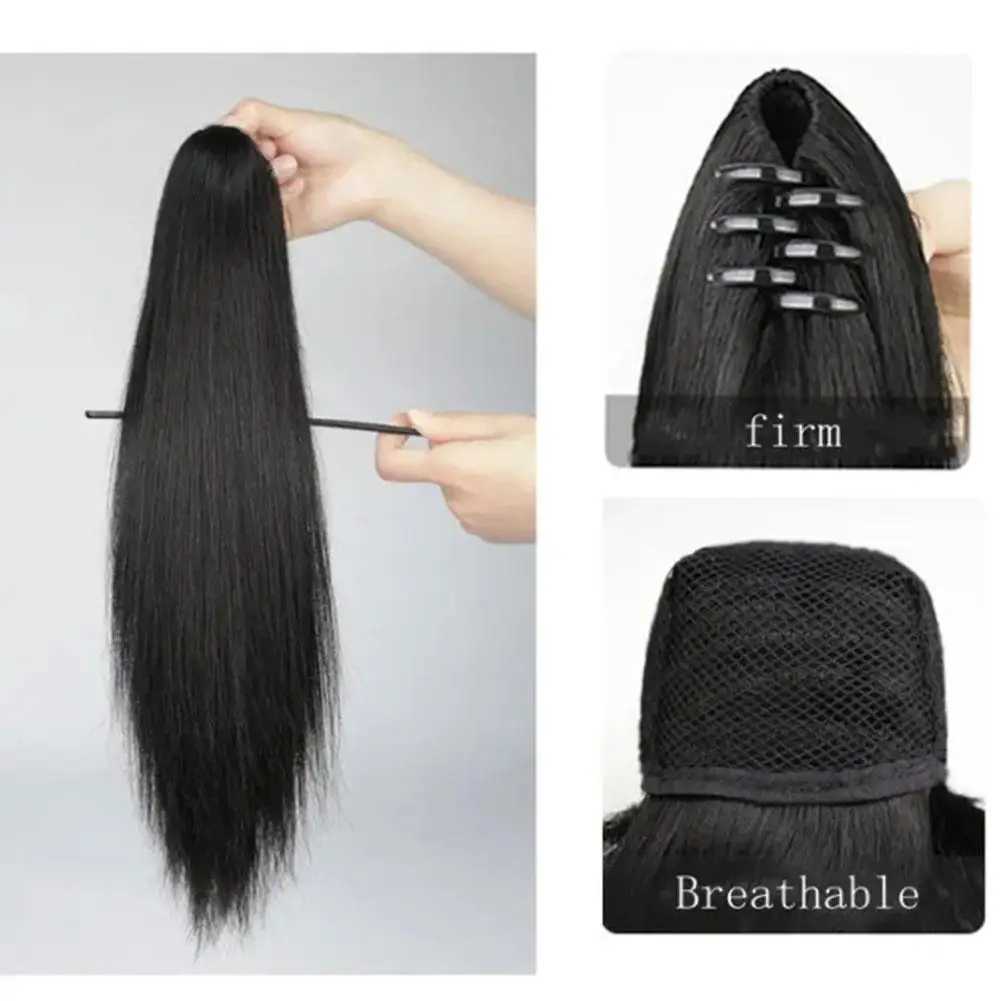 Long straight ponytail wig 45cm/55cm straight high ponytail long straight black brown long hair ponytail W240817