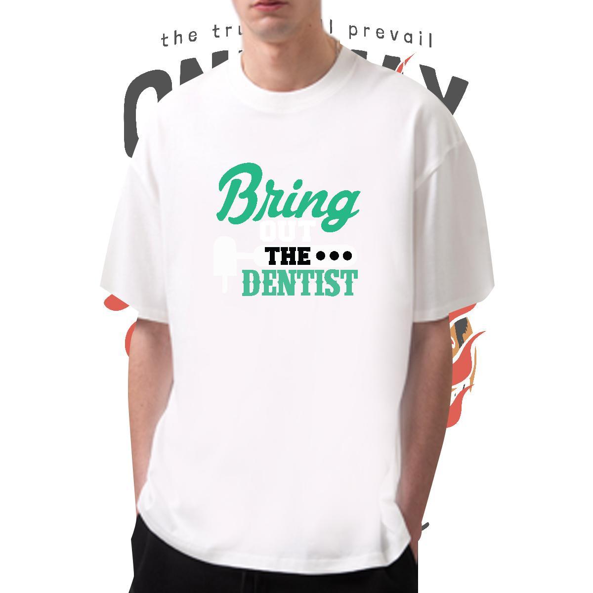 TOP Quality Denstist 100% Cotton 230g Men Clothes T-Shirt Outdoor Short Sleeve O-Neck Man T Shirts 2024 Summer DIY Wear