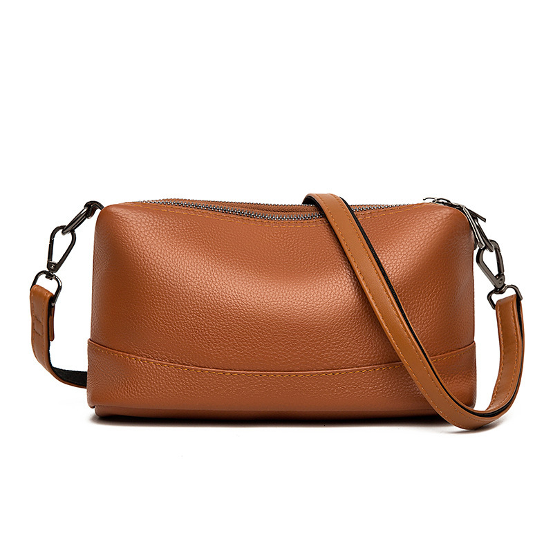 Head layer cowhide soft multi-layer zippered women's light luxury, simple single shoulder crossbody bag, genuine leather, large capacity pillow