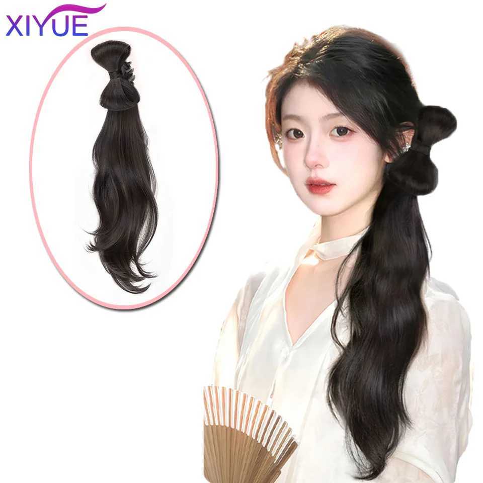 Xiyue wigbunnew chinese style ponytail style wig bagancient costume wigcheongsamhair bunheaddresswigancient W240817