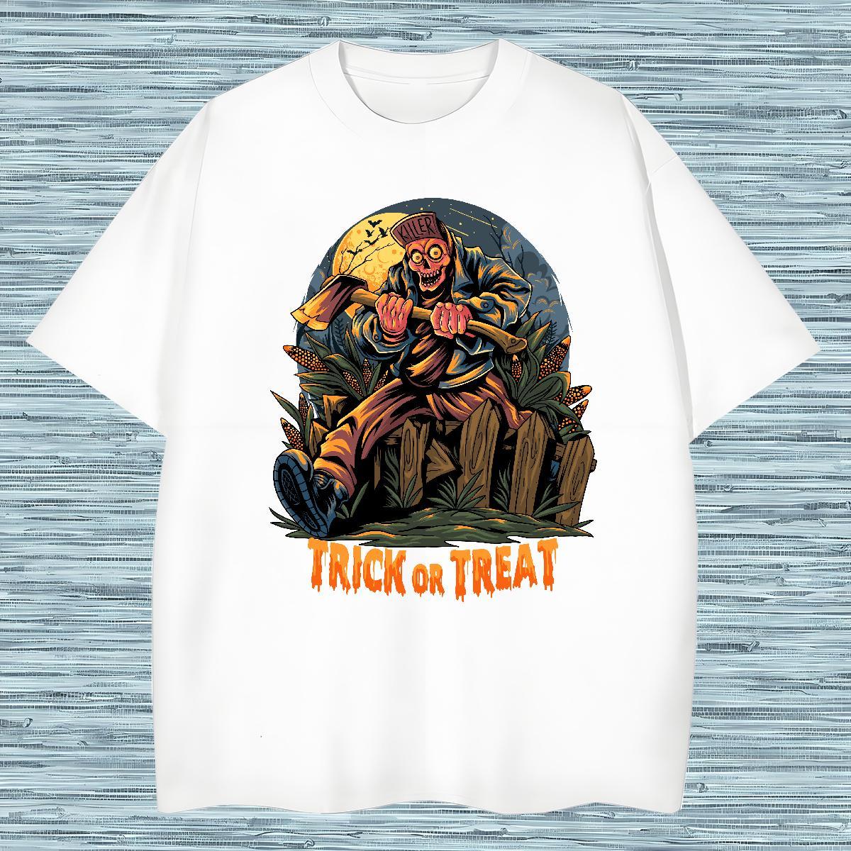 Fashion Design Men Tees halloween Hip Hop 230g 100% Cotton Tshirts Short Sleeve O-Neck Classic T Shirts Men Custom Cartoon