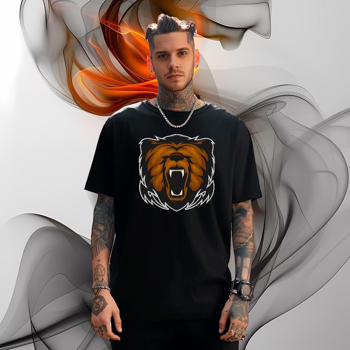 Cool Mens T Shirts lion Breathable Short Sleeve Hip Hop Street Custom Print Plus Size 230g Pure Cotton Men Tees Casual New Tops Tees