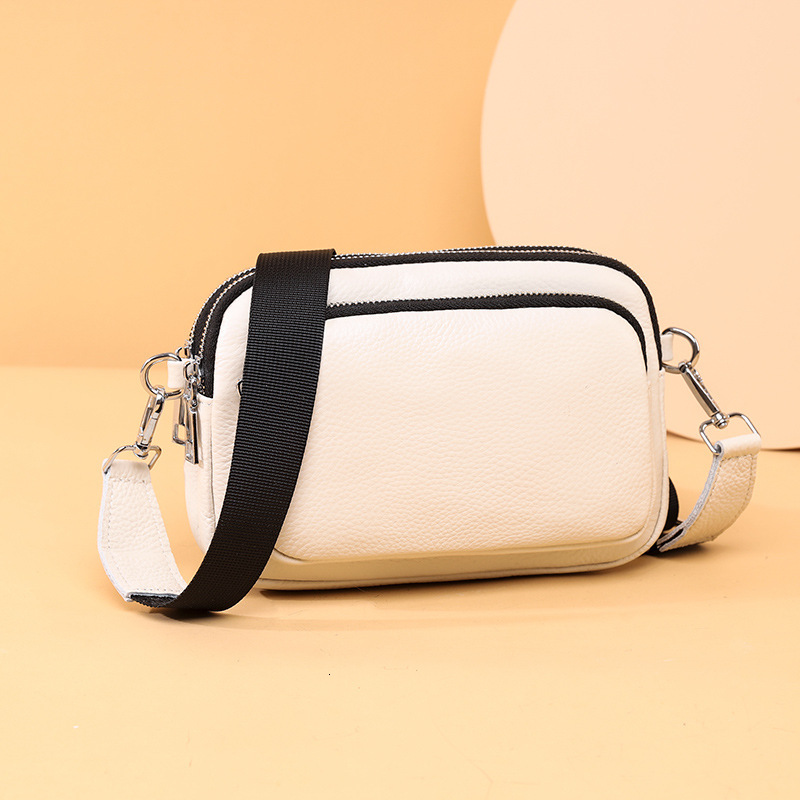 Genuine leather women's 2023 new trendy and fashionable multi-layer single shoulder crossbody bag, top layer cowhide small square bag