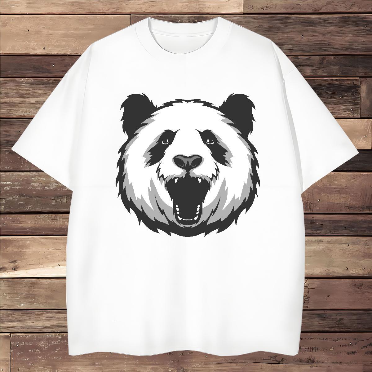 TOP Quality T shirt panda Breathable Short Sleeve Casual Daily Wear Cartoon Printing L-4XL 230g 100% Cotton Men Tees DIY Customized Tops