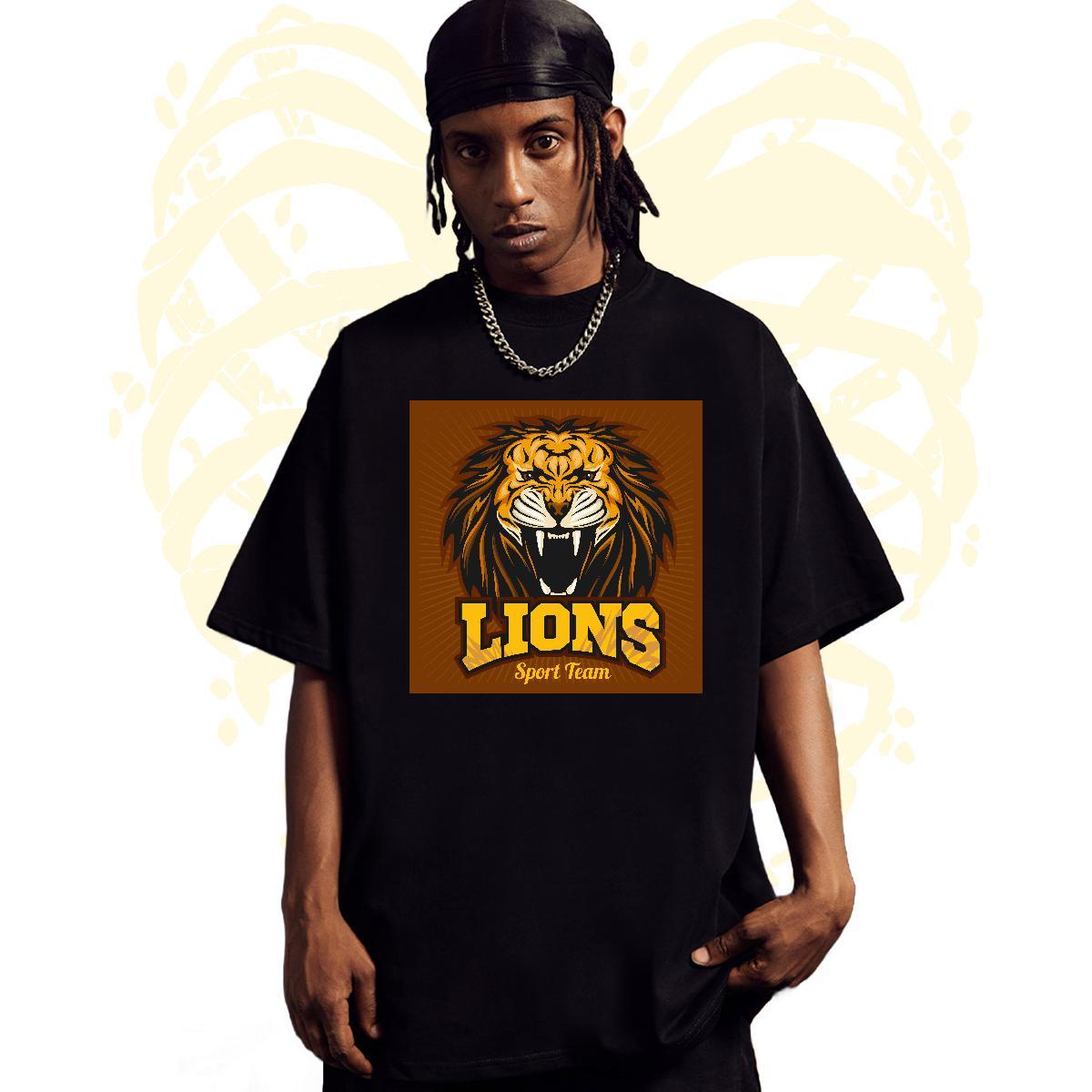 High Quality T Shirts Men lion Breathable Short Sleeve Hip Hop Cartoon Printing L-4XL 100% Cotton 230g Mens Tshirts Brand Tees Shirts