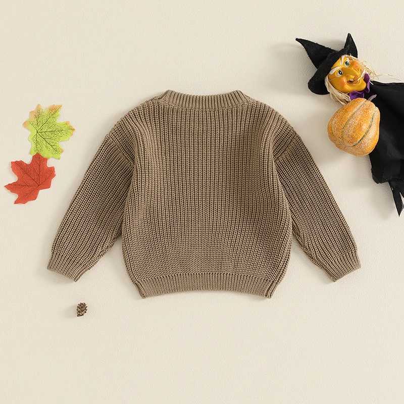 Baby Halloween Knitted Sweater Casual Pumpkin/Ghost Embroidery Warm Long Sleeve Pullover Infant Knitwear for Toddler Girl BoysXJ240819