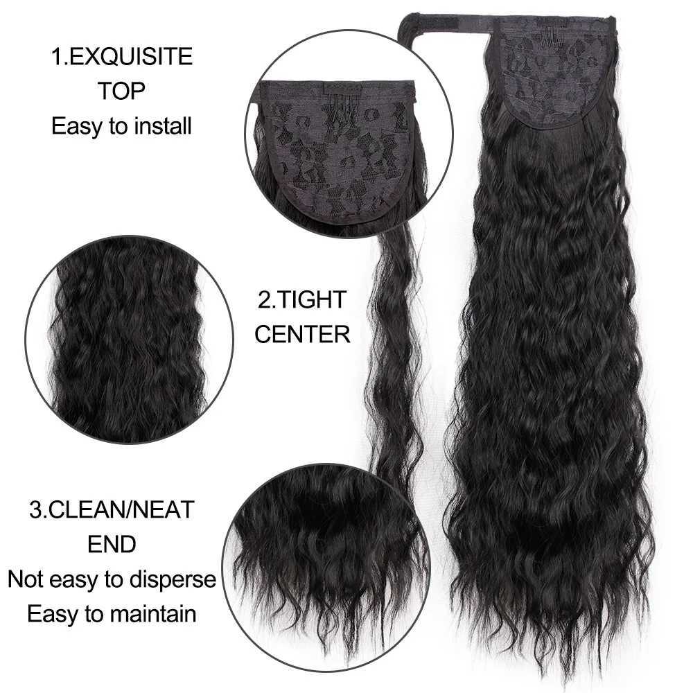 I am a Wig twisted straight clip in a ponytail that extends into a synthetic high-temperature wrap around the hair in a magic cream ponytail W240817