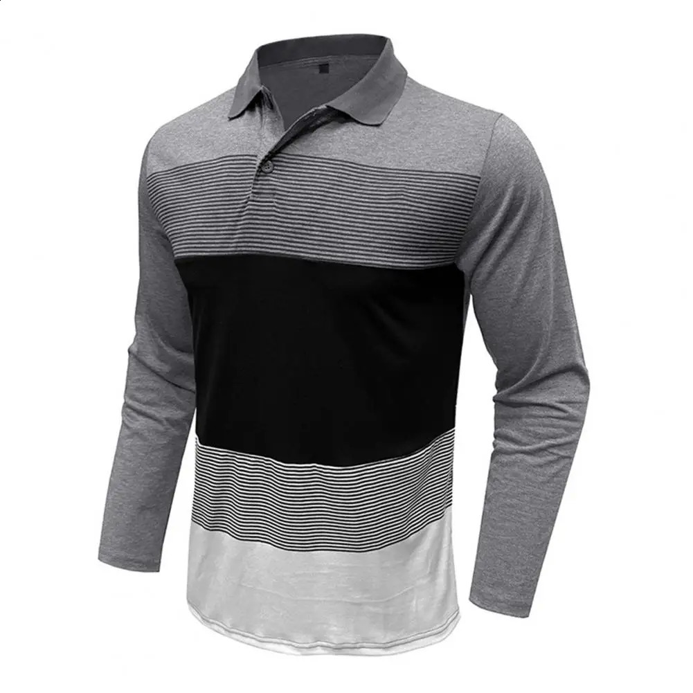 Fall Shirt Mens Striped Print Pullover Shirt with Stretchy Long Sleeves for Fitness Business Wear Autumn Spring Collection Men 240820