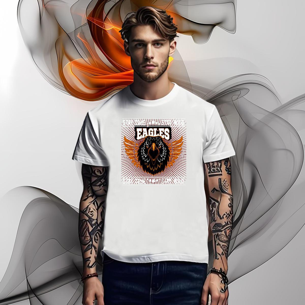 2024 New Men Clothes T-Shirt eagle High Street Hip Hop 230g 100% Cotton Tee Shirt O Neck Short Sleeves Brand T Shirt For Man DIY Anime