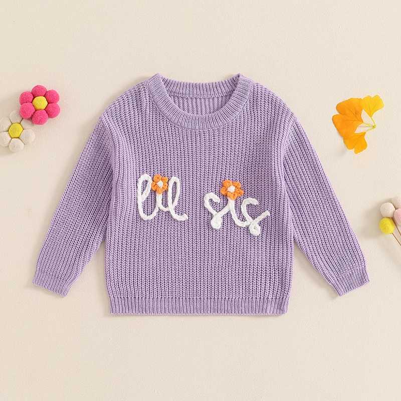 FOCUSNORM 0-3Y sisters matching children girls boys knitting sweater long sleeve flower letter embroidery zipper knitting W240820