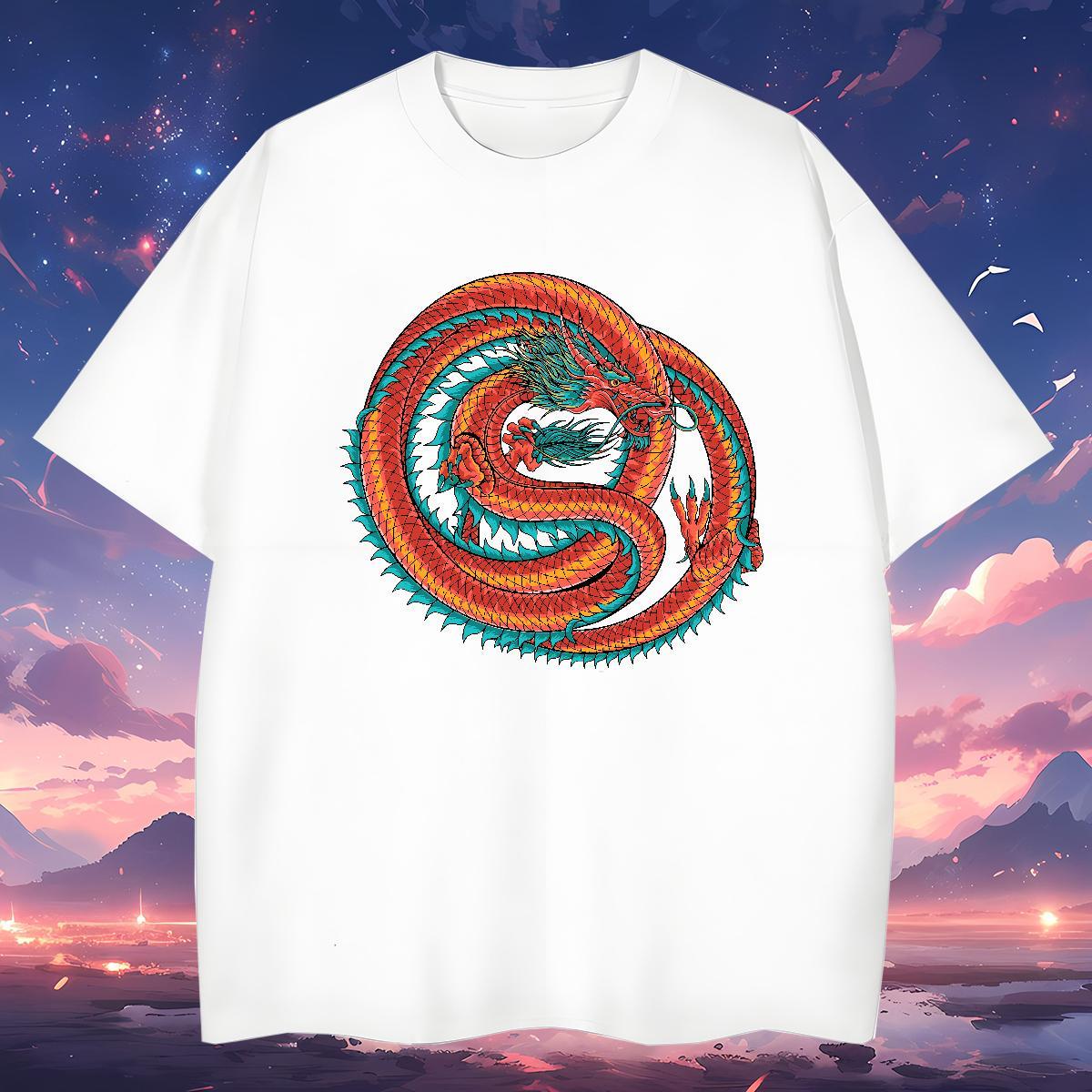 T Shirts Men 230g Cotton dragon High Street Hip Hop Pure Cotton Custom Printed Men Tops Tees New Designer Free Shipping Tshirts