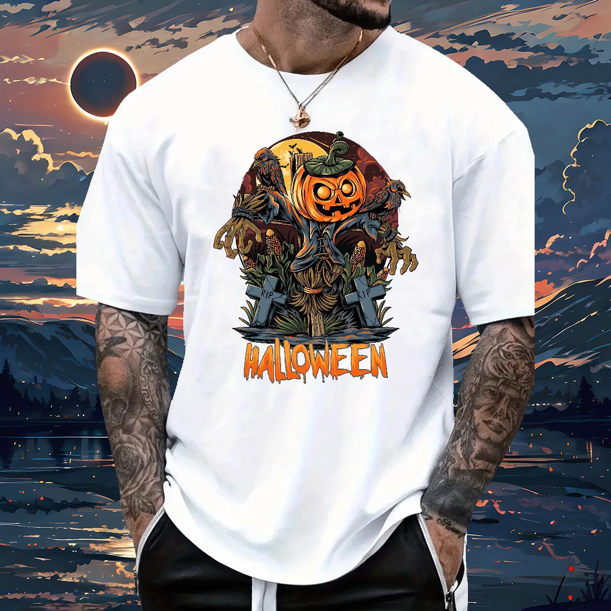 Classic Casual halloween Men Tshirts 230g Cotton Man T Shirts Oversized 4XL Anime Printing Street Breathable Short Sleeve Wholesale Clothings