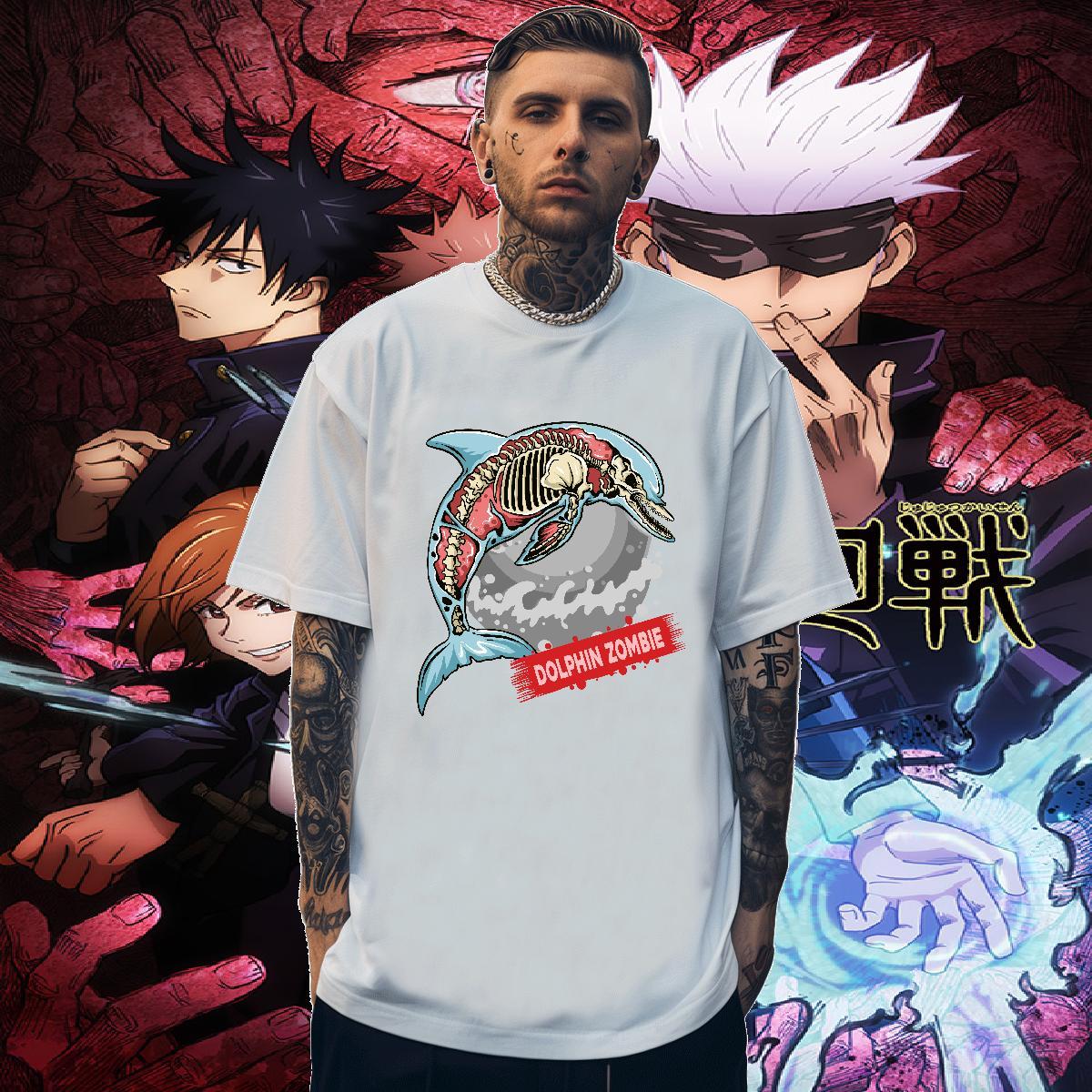 Wholesale T Shirts Men dolphin O Neck Short Sleeves Home Outdoor Oversized 3XL 4XL 230g Cotton Men Tshirts Factory Direct Tees Shirts