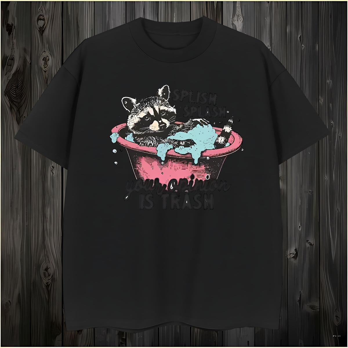 Wholesale T Shirt For Man raccoon Breathable Short Sleeve Casual Beach White Plus Size 230g Cotton Men Tees New Arrival Clothes