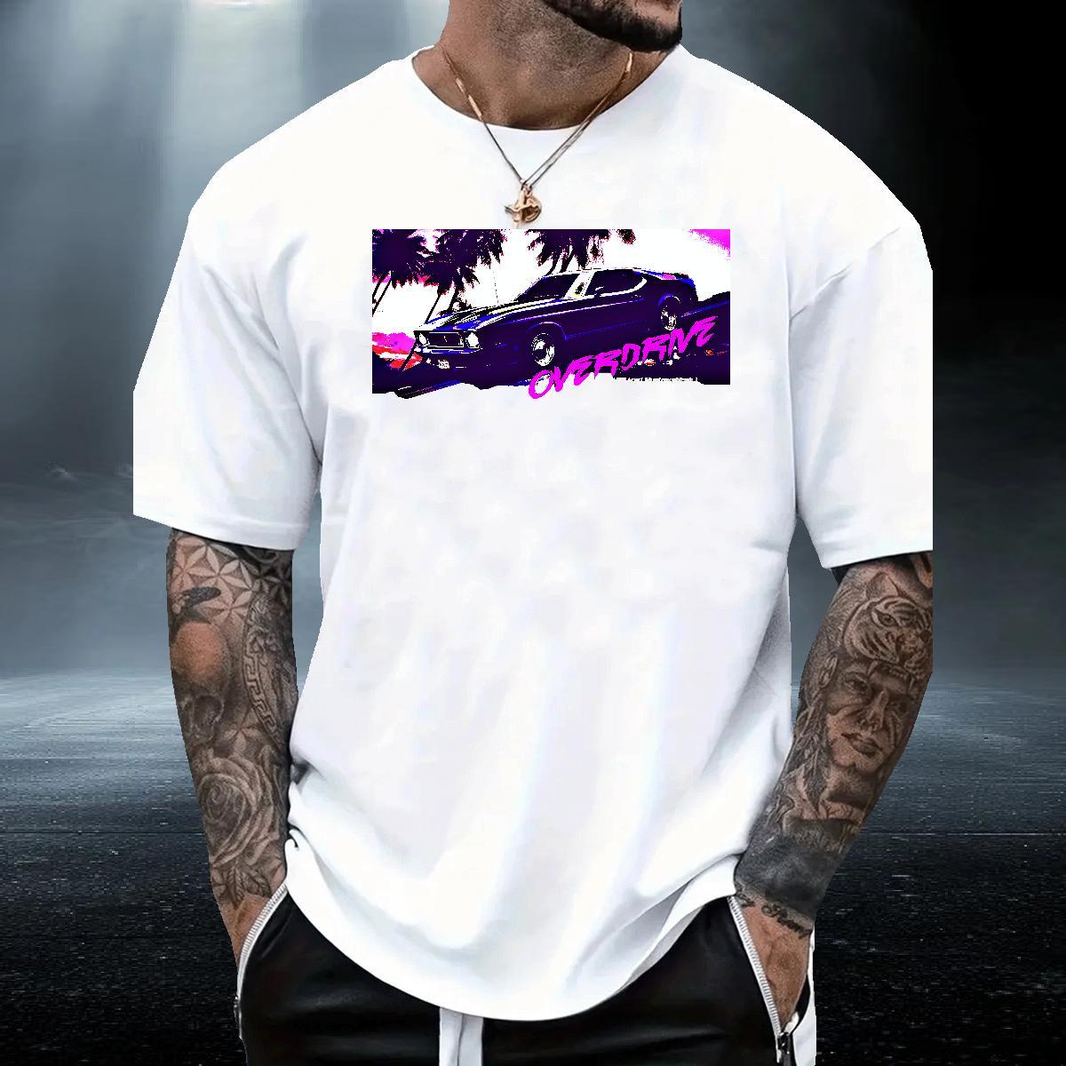 Cool Men Tees Street Casual 230g Cotton Anime Breathable Short Sleeve car T-Shirts Factory Direct Clothings