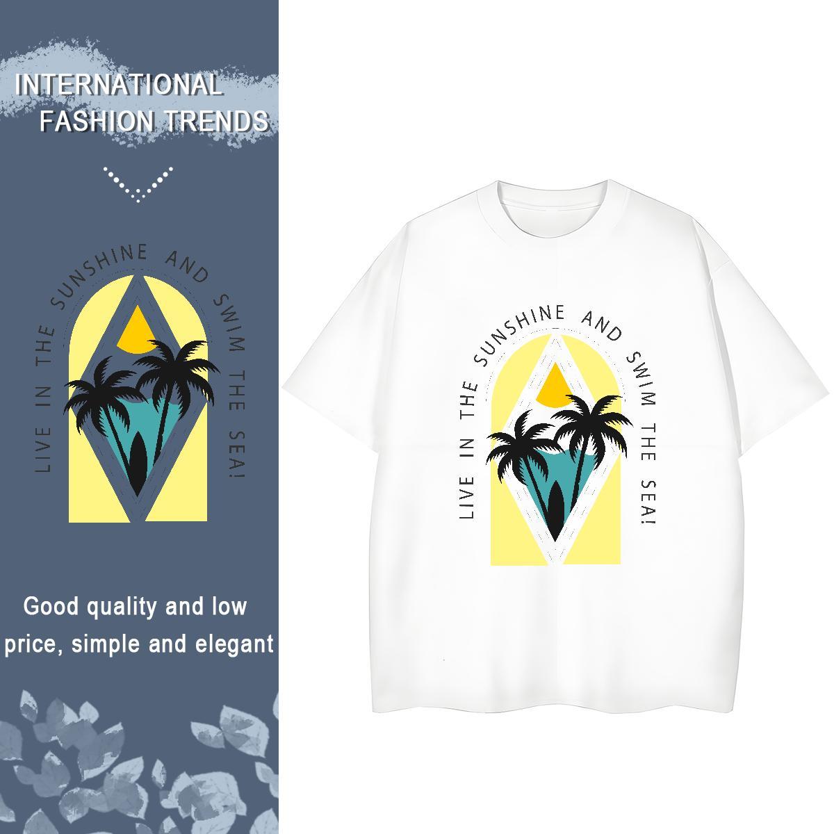 Fashion Womens Tshirts Street Casual Crew Neck Breathable Tee Shirt Unisex 230g 100% Cotton wave Cartoon Print Woman T Shirts