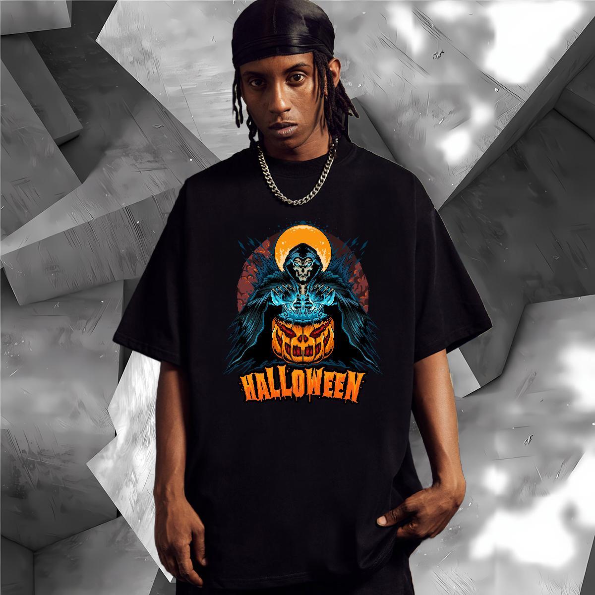 Popular T shirt pumpkin Short Sleeve Soft Street Casual Anime Print 230g 100% Cotton Tshirt for Man Woman Customized Tops Shirt