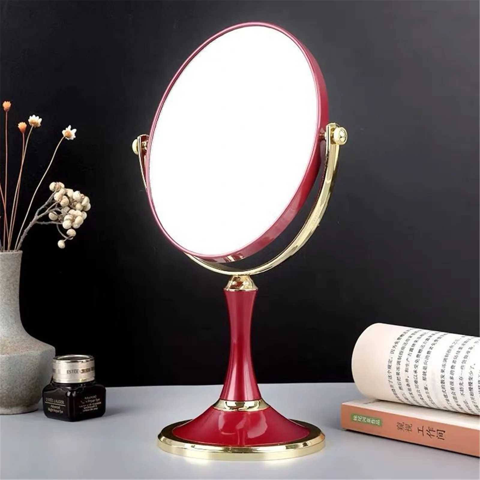 Magnification Circular Makeup Mirror Double-Sided Rotating Cosmetic Mirror Magnifier Mirror Princess Desktop Standing Mirror Y240819