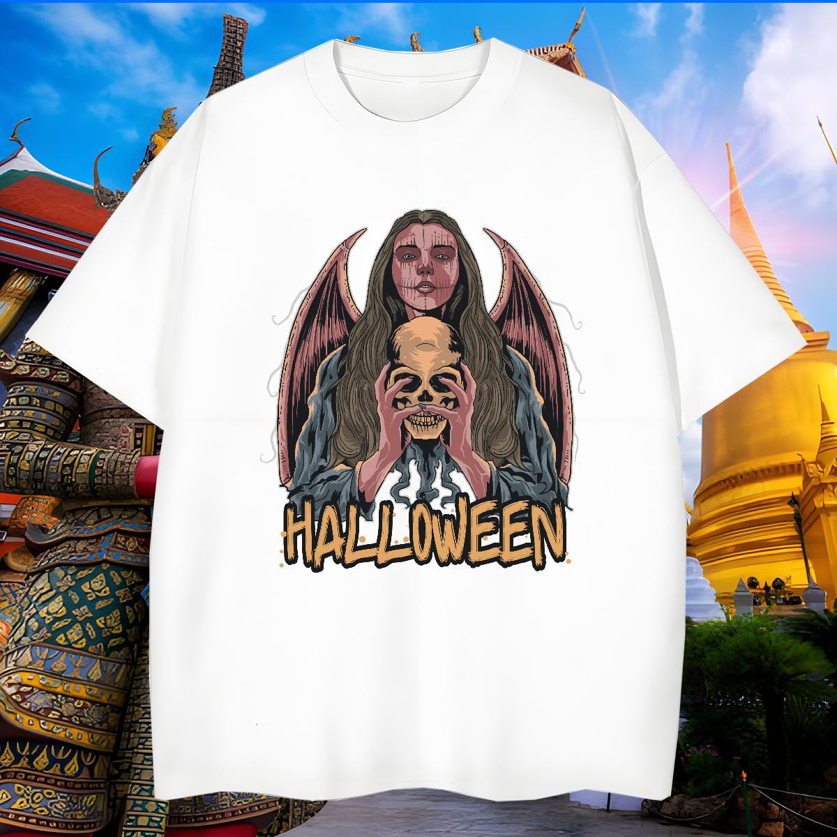 Popular T-Shirts for Men skull Breathable Short Sleeve Hip Hop Street Custom Cartoon 230g Cotton Tshirt for Man Woman Fashion Casual Tops Tees