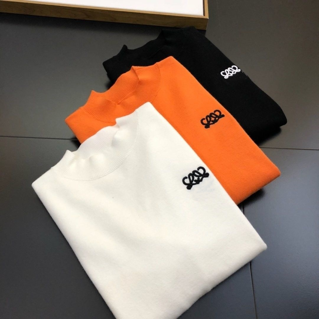 Autumn knitwear mens designer sweater fashion chest embroidered graphic Knit Sweater half turtleneck pullover coat casual bottoming knit top