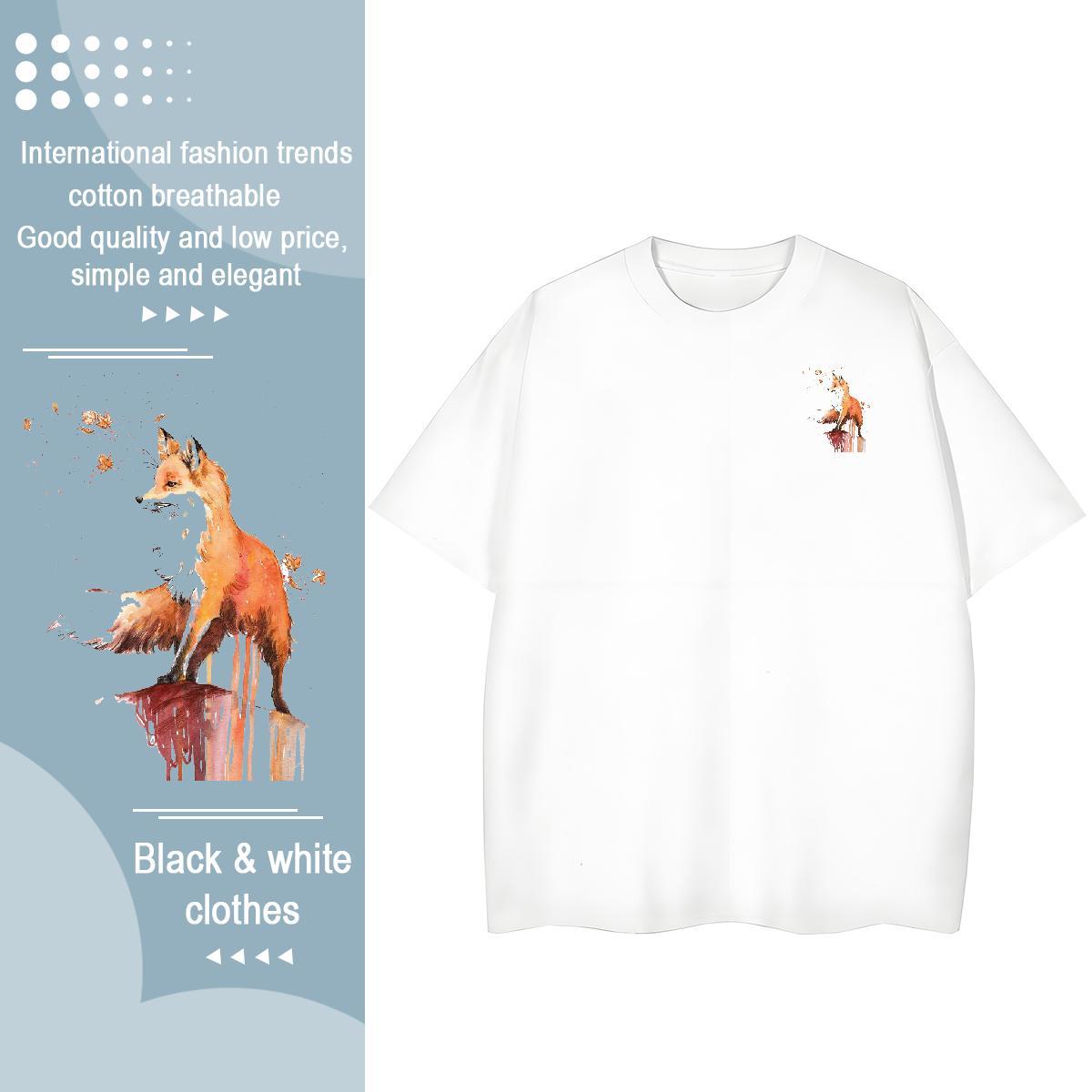 Fashion Designer Tshirts fox Outdoor 230g Cotton Tops O-Neck Short Sleeve Wholesale Mens T Shirts Floral Print