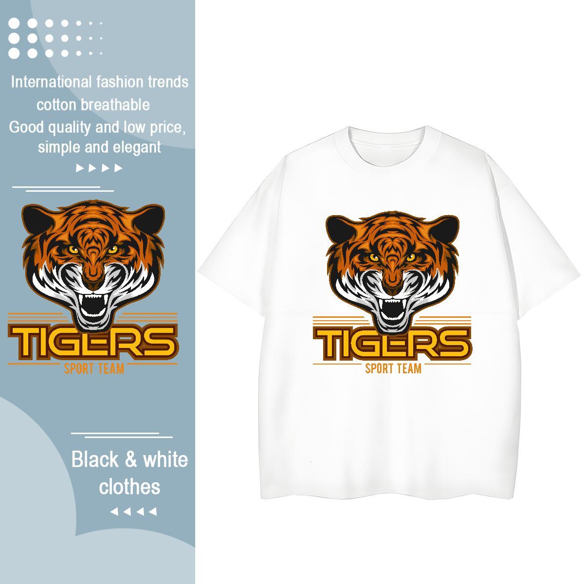 Classic Men T Shirts tiger Breathable Hip Hop Street Black Oversized 230g Cotton Tshirt for Man Woman New Arrival Tops