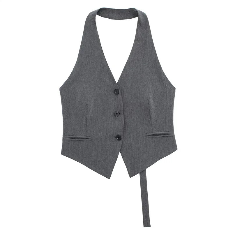 TRAF camisole formal womens vest shoulder backless black and white short sleeved casual sleeveless 240819