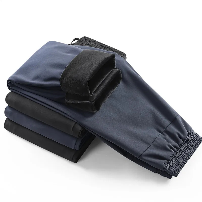 Waterproof outdoor pants mens thick wool lining large size 8XL 7XL 6XL 5XL windproof soft shell track board winter warmth Trousers 240819