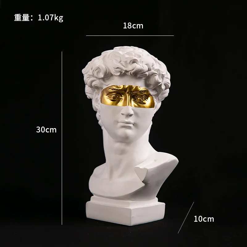 European Home Decoration David Head Resin Statue Modern Abstract Art Half body Sculpture Sketching Practice 240819