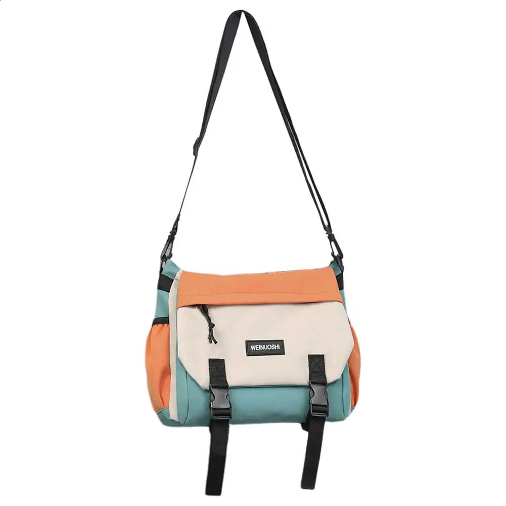 Unisex Simple Postman Bag Large Capacity Leisure Sling Bag Contrast Color Nylon Satchel Bag for College Travel Business 240819