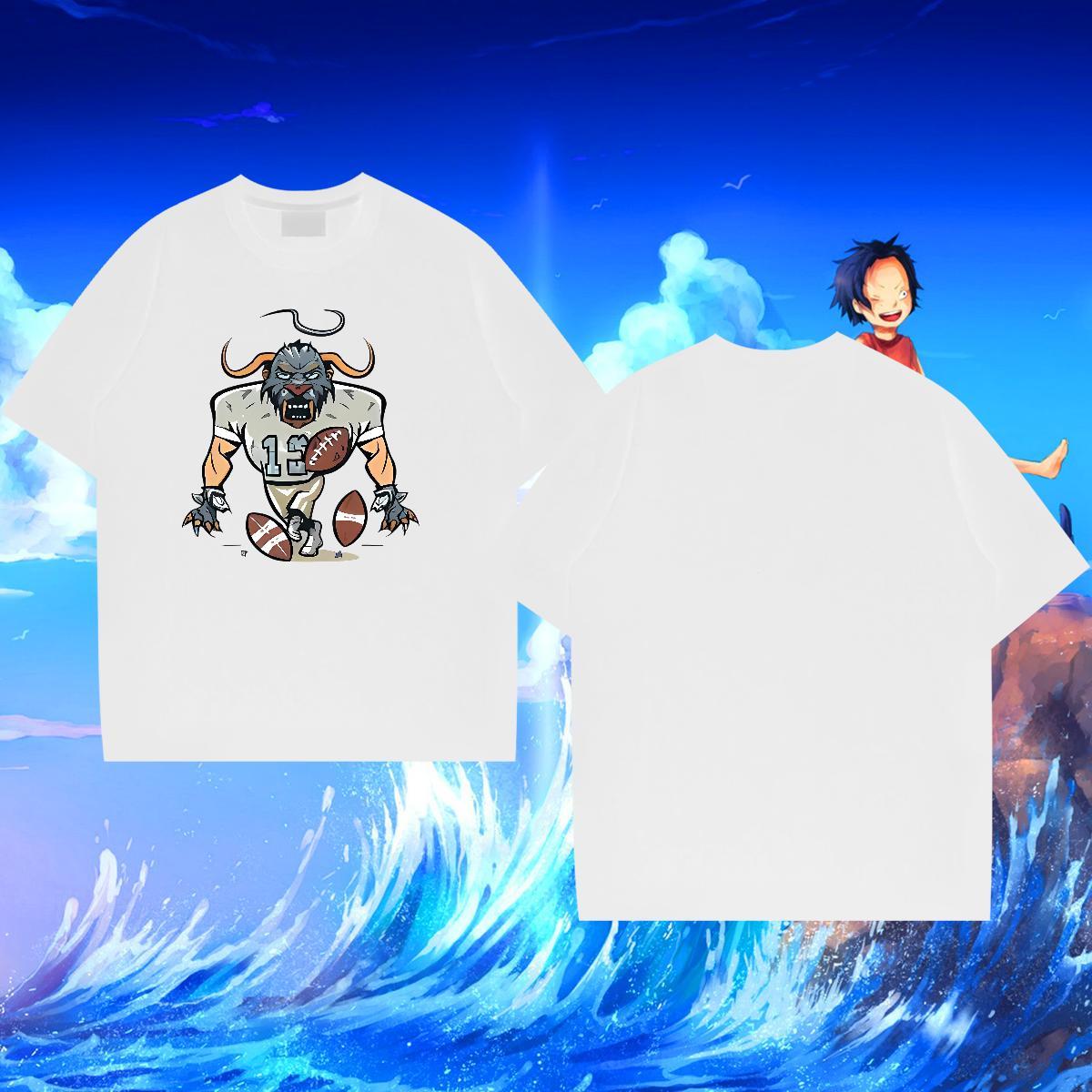 Classic Casual Mens Tshirts cow Street Casual 100% Cotton 230g Top Tees Breathable Crew Neck Comfortable T-Shirts DIY Anime