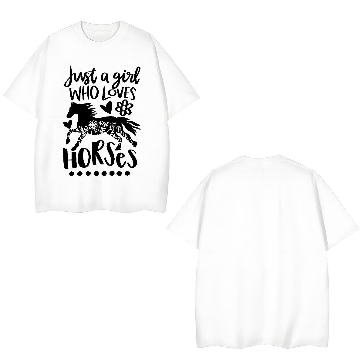 Unisex T Shirt For Man horse Breathable Crew Neck Street Casual Black Oversized 230g Cotton Men Tees DIY Tshirts