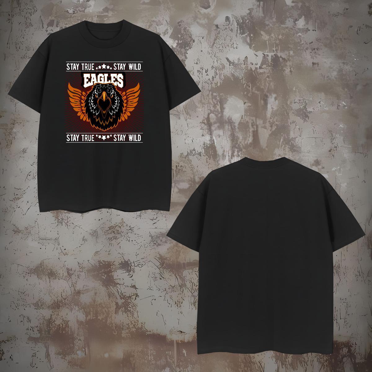 Cool Man T Shirts eagle Round Neck Short Sleeve Hip Hop Street Asian Size 100% Cotton 230g Men Tshirts Stylist Wear